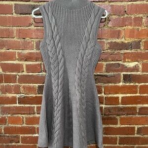 Sleeveless Cable-Knit Mini Dress in Gray
